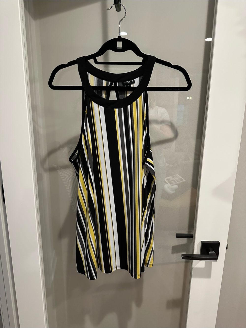 torrid Black, White & Yellow Striped Racerback Tank